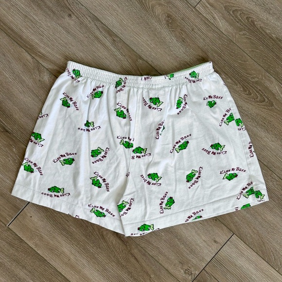 Natural Reflections Kiss My Bass Adult M Y2K Sleepwear Boxer‎ Shorts Fishing OS - Picture 3 of 6